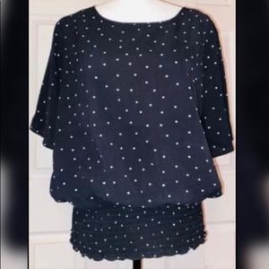 Black polka dot blouse